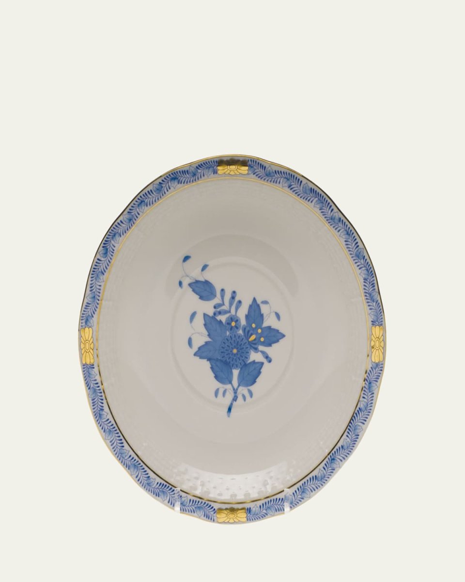 Chinese Bouquet Blue Cream Soup Stand